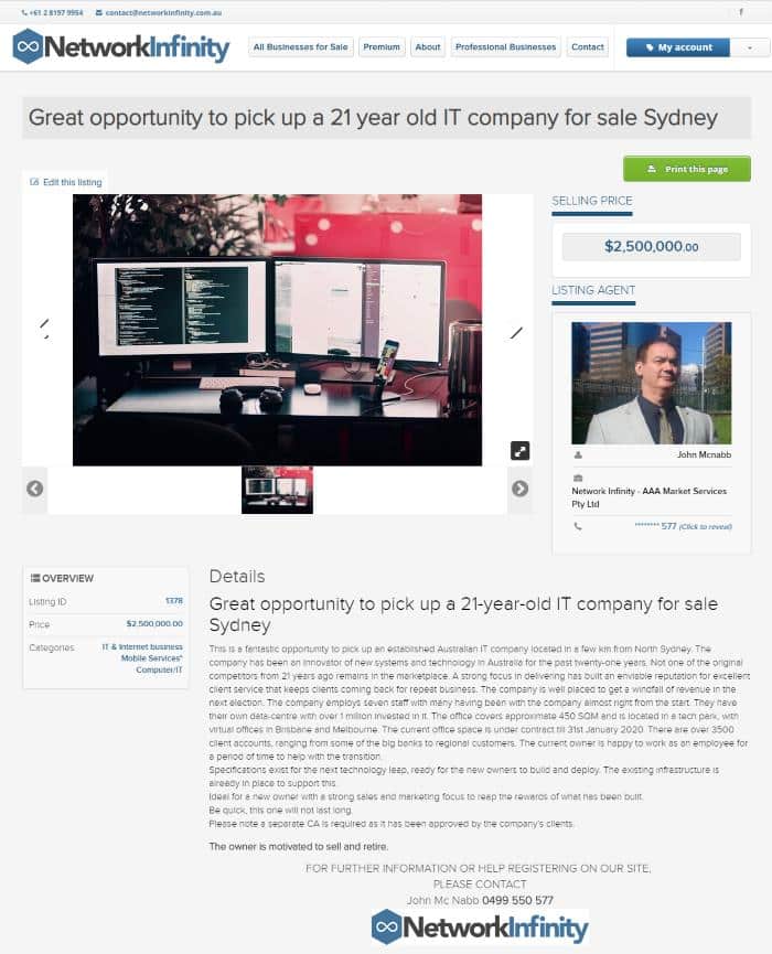 Great opportunity to pick up a 21-year-old IT company for sale Sydney